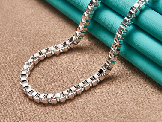 925 Sterling Silver Rhodium Plated 5mm Box Chain Necklace 45cm
