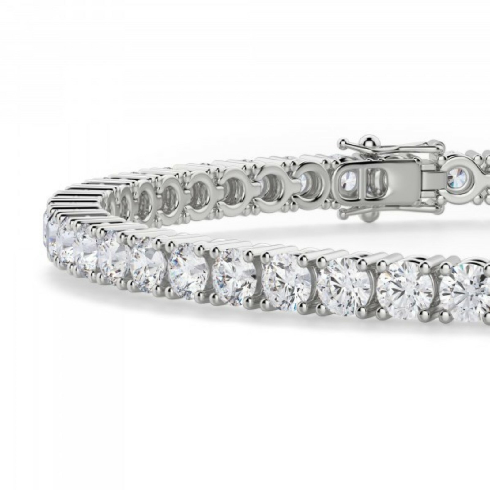 10 Ct Womens Men Tennis Bracelet 14K White Gold Plated Solid Silver Double Lock