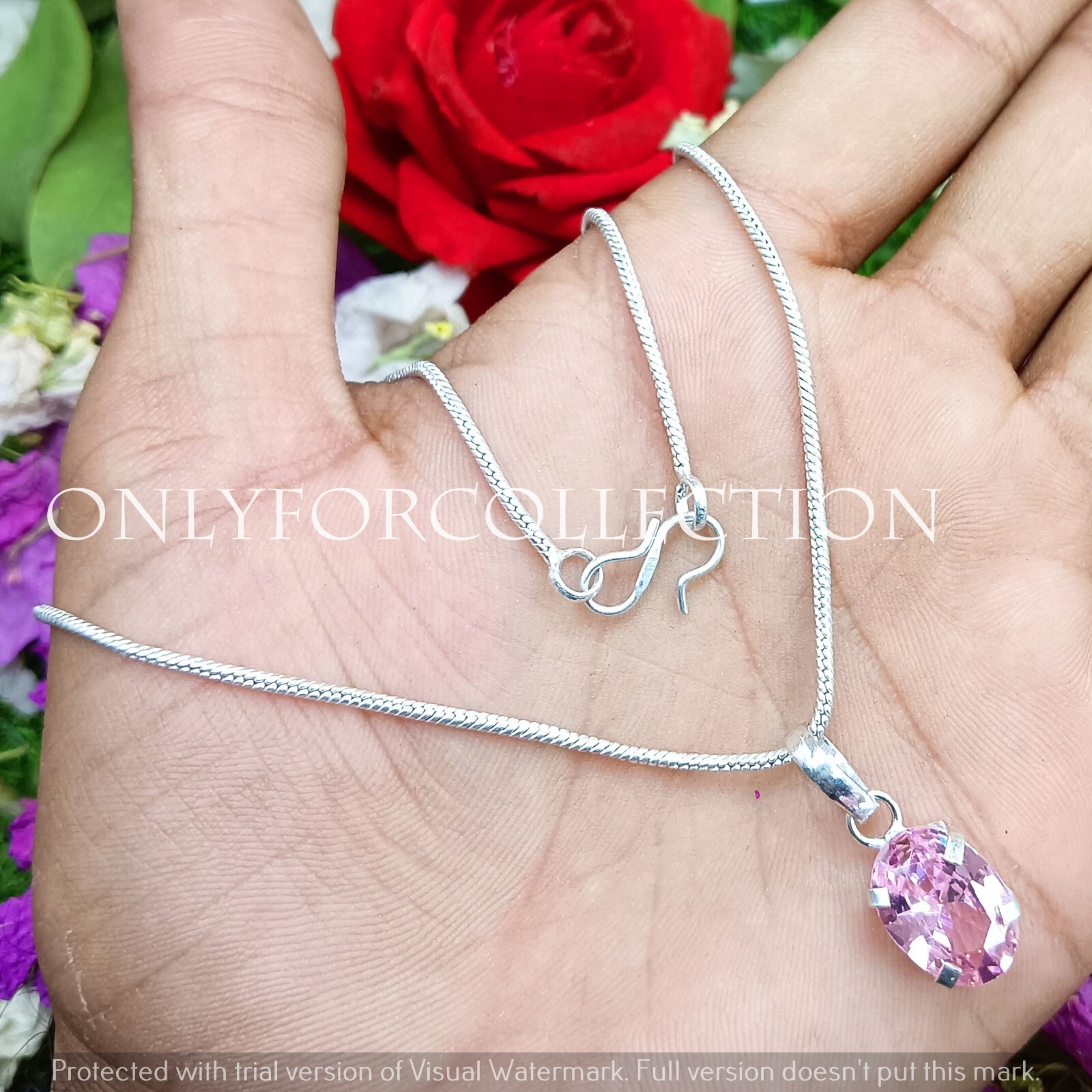 Pink Faceted Topaz Gemstone 925 Sterling Silver Plated 1 PC Pendant With Chain
