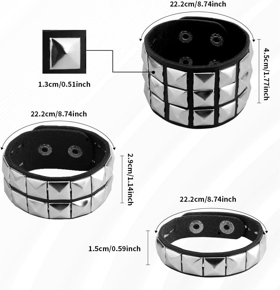 Classic Black Studded Arm Bands – Retro Punk Bracelets for All Occasions