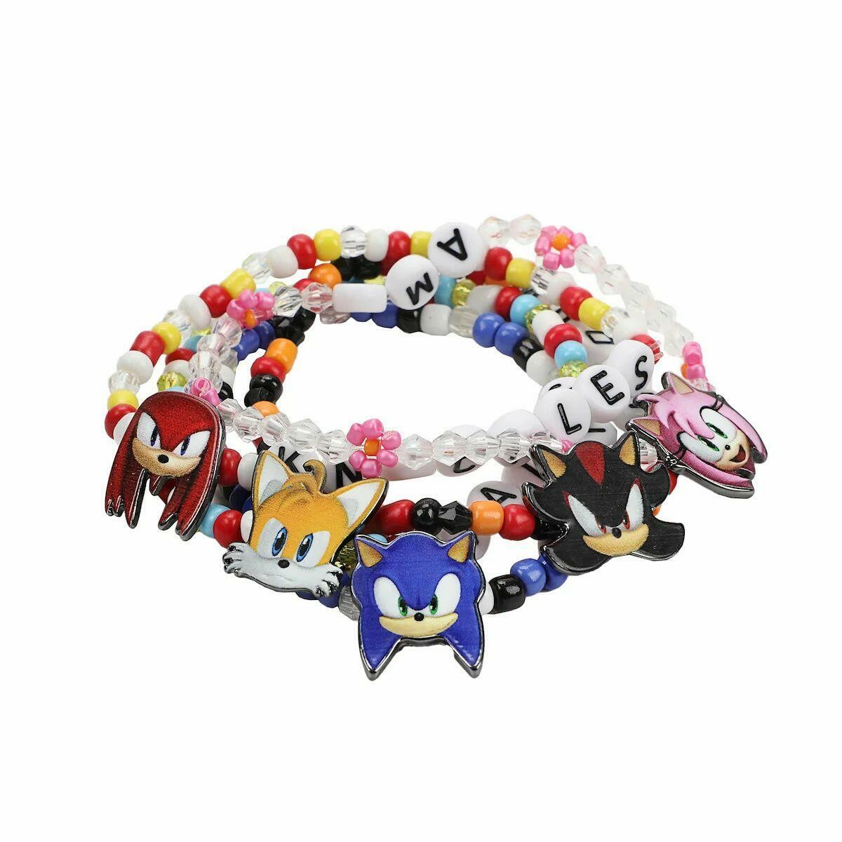 Sonic The Hedgehog Characters Stretchy Beaded Bracelet Set