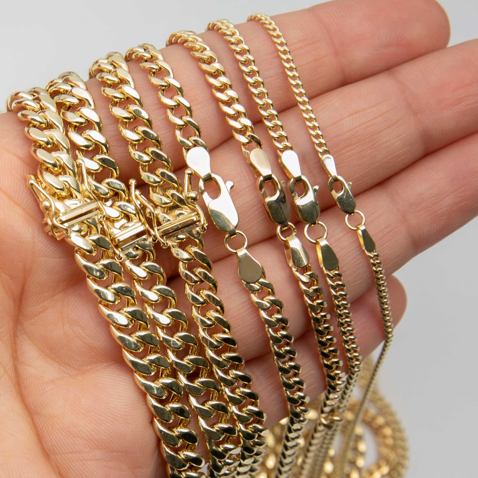 Shiny Miami Cuban Link Chain Necklace Real 14K Yellow Gold All Sizes