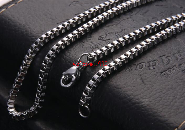 10pcs Lot in stock Stainless Steel silver Box Chain Necklace 2.4mm 24” in bulk