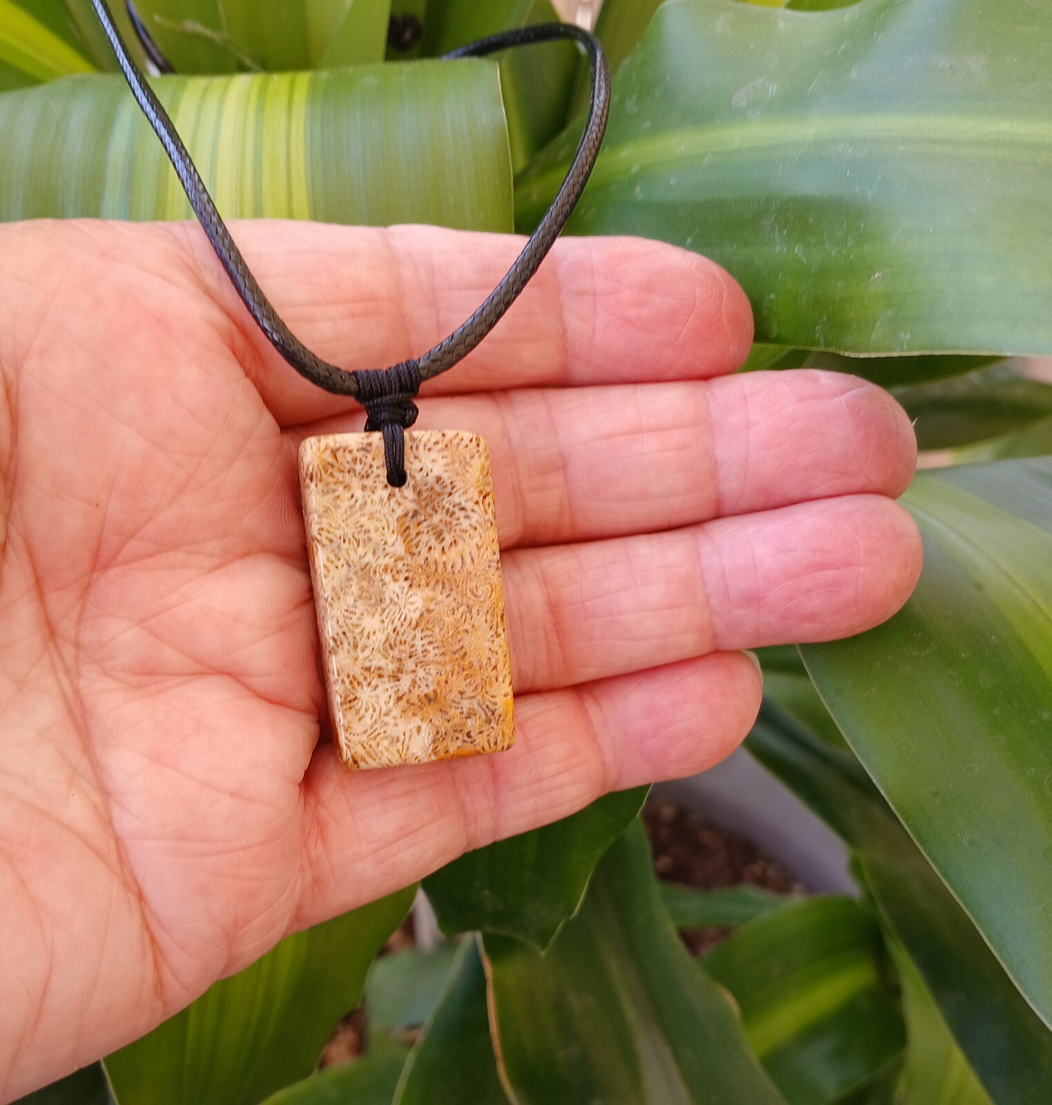 Unisex heavy Coral Fossil Pendant Waterproof Coral Fossil Beach Coastal Necklace