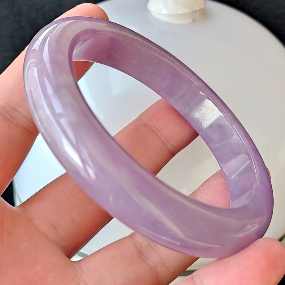 Certified Grade A 62mm Lavender Natural Burma Jade jadeite Bangle Bracelet 0442