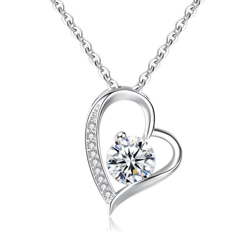 925 Sterling Silver Heart Pendant Necklace Birthday Gift for her -Message CARD