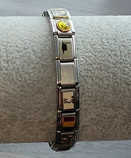 Persona Links Casa D’Oro Italy Stainless Steel Link Stretch Charm Bracelet Italy
