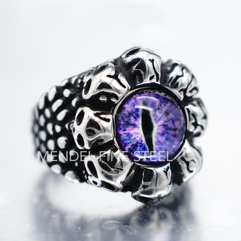 MENDEL Goth Mens Motorcycle Biker Skull Evil Eye Ring Stainless Steel Size 7-15