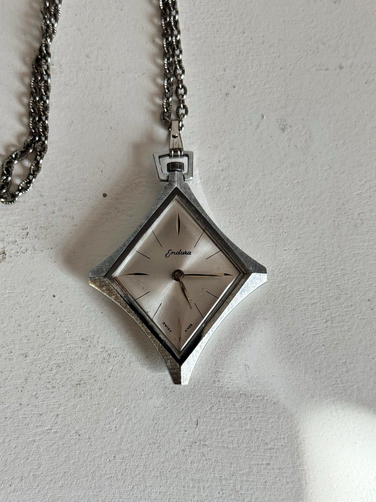 Vintage Endura Swiss Made Pendant Watch Necklace Piece Necklace MCM Modern