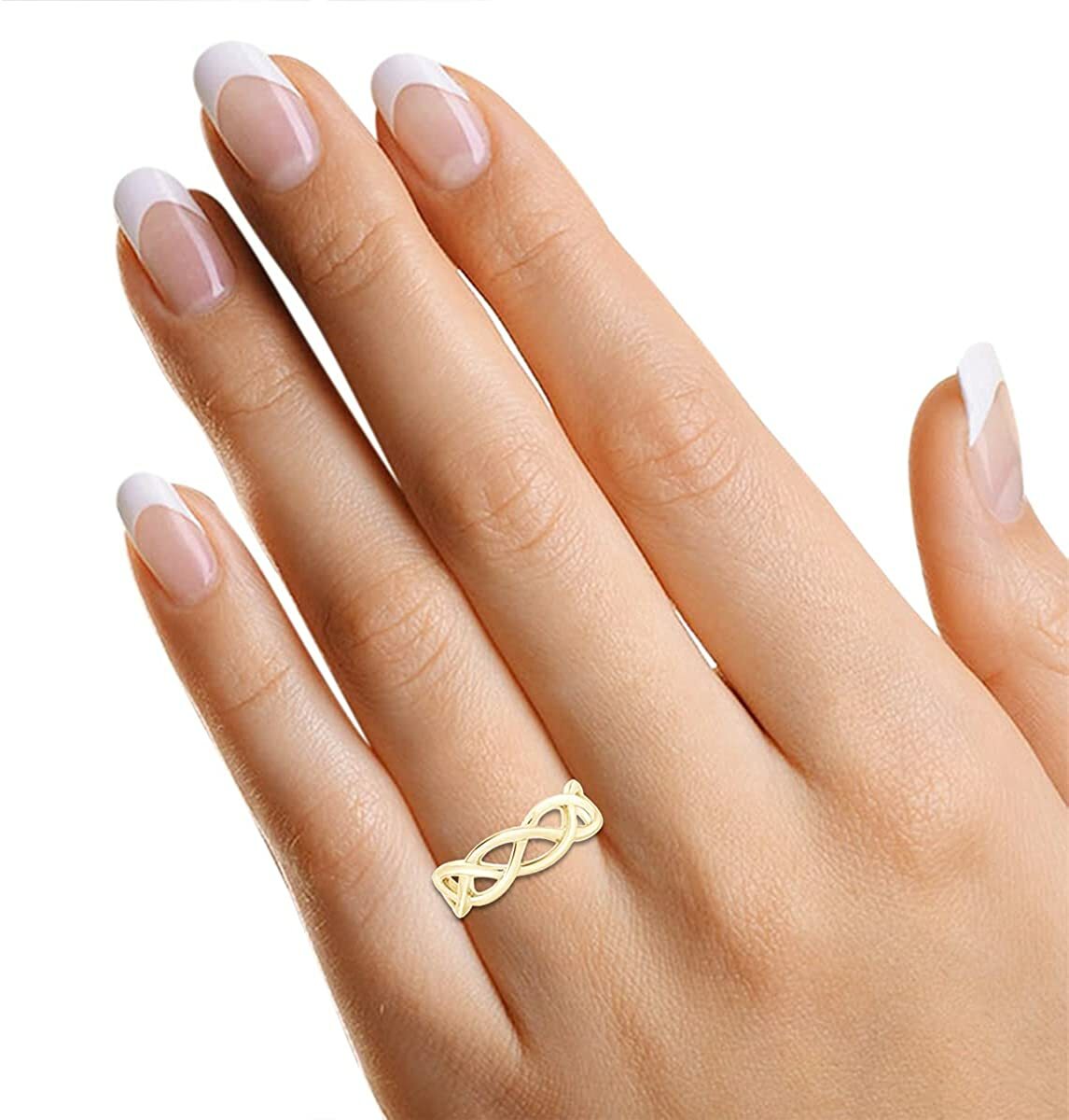 Celtic Knot Eternity Engagement Wedding Band Ring 14k Gold Plated Silver