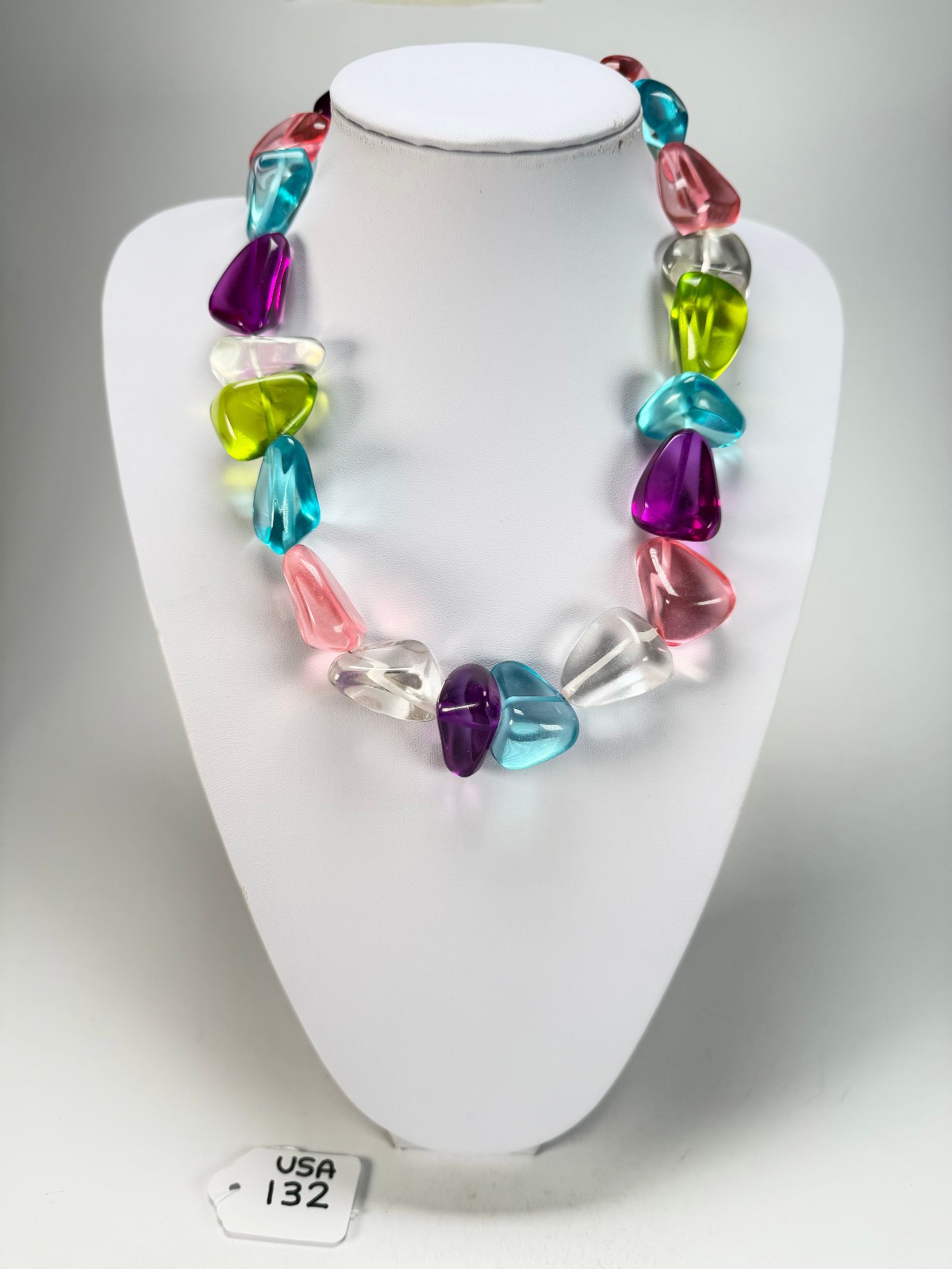 Jackie Brazil “Diamonds” Transparent Paris Mix Flintstone Bone 55cm Necklace