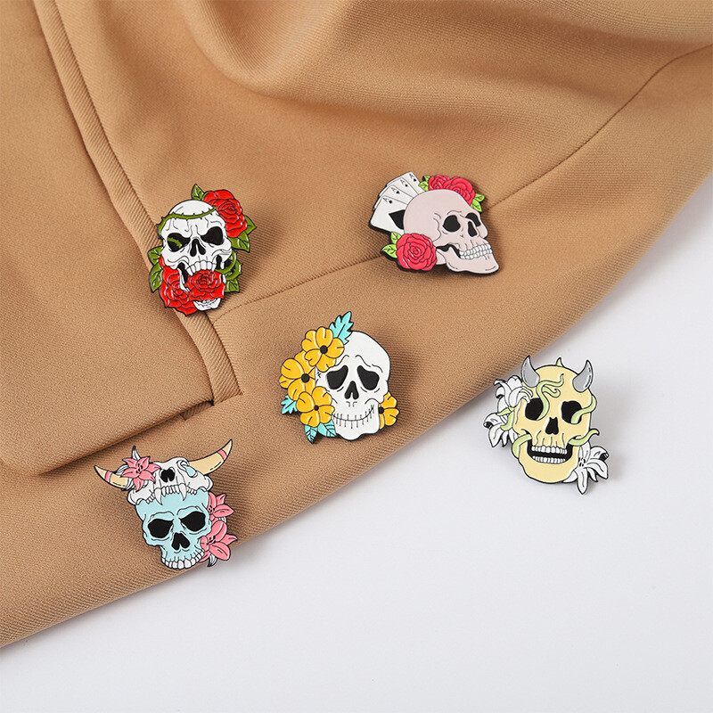 Lot Lapel Badge Pins Enamel Brooches Ghost Jewelry Halloween Brooch Punk Skull