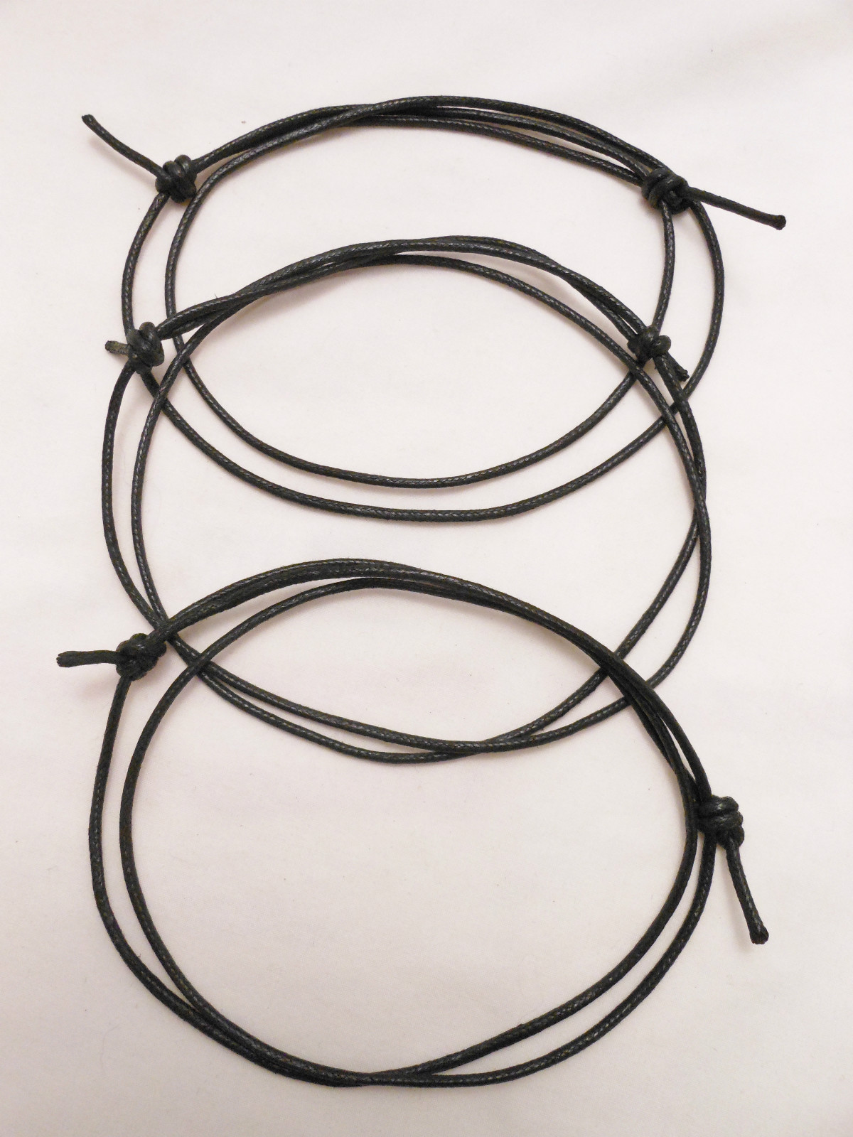 3 Surfer Choker Necklaces Unisex- Black Lightweight Cotton Cord-Fully Adjustable