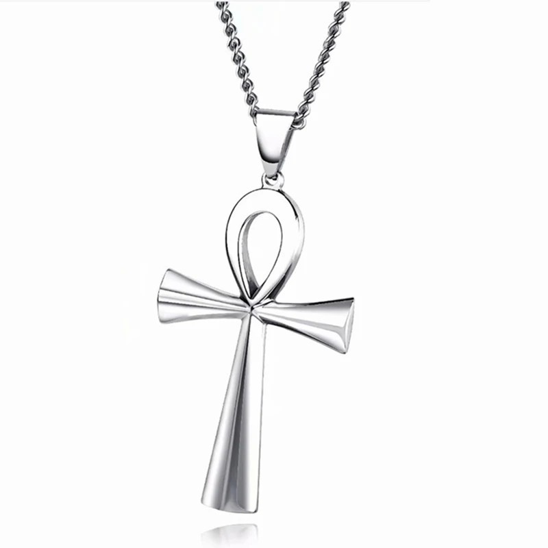 Stainless Steel Ankh Crucifix Pendant Egyptian Symbol of Life Necklace Jewelry