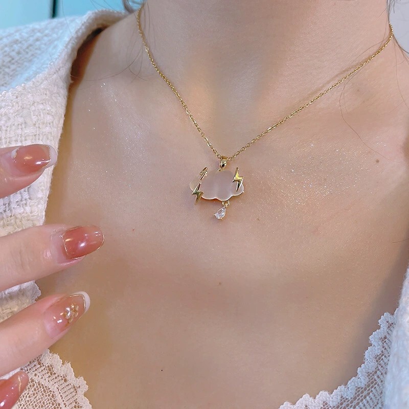 Adjustable Cloud Drop necklace, Fashion Lightning Cloud pendant, women’s jewelry