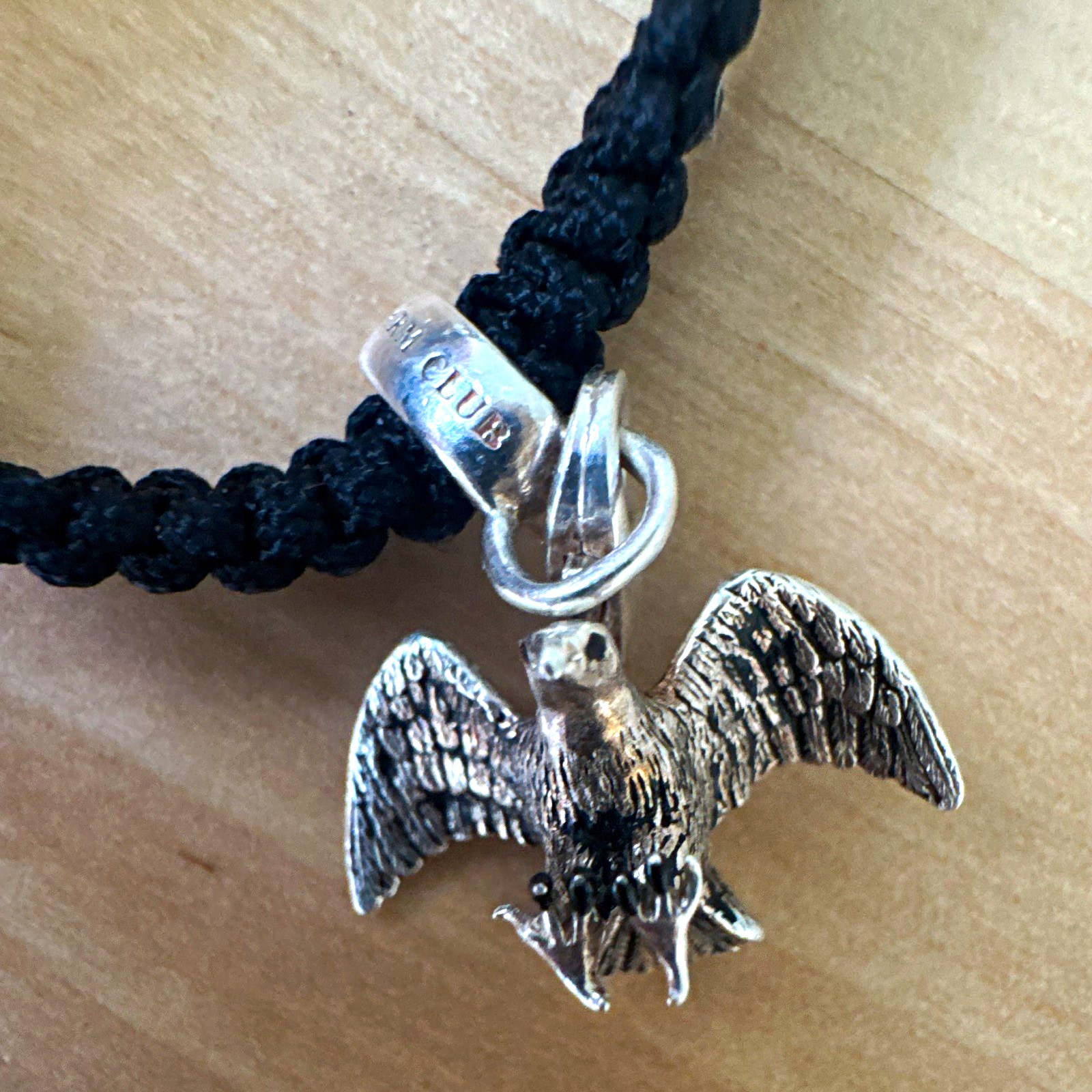 Thomas Sabo Adjustable Black Cord Bracelet w/ Silver Eagle Dangle Charm