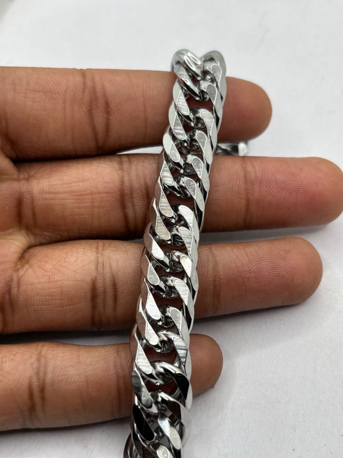 21 Cm Plated Silver Alloy Micro Curb Bracelet Minimal Grunge Streetwear Jewelry
