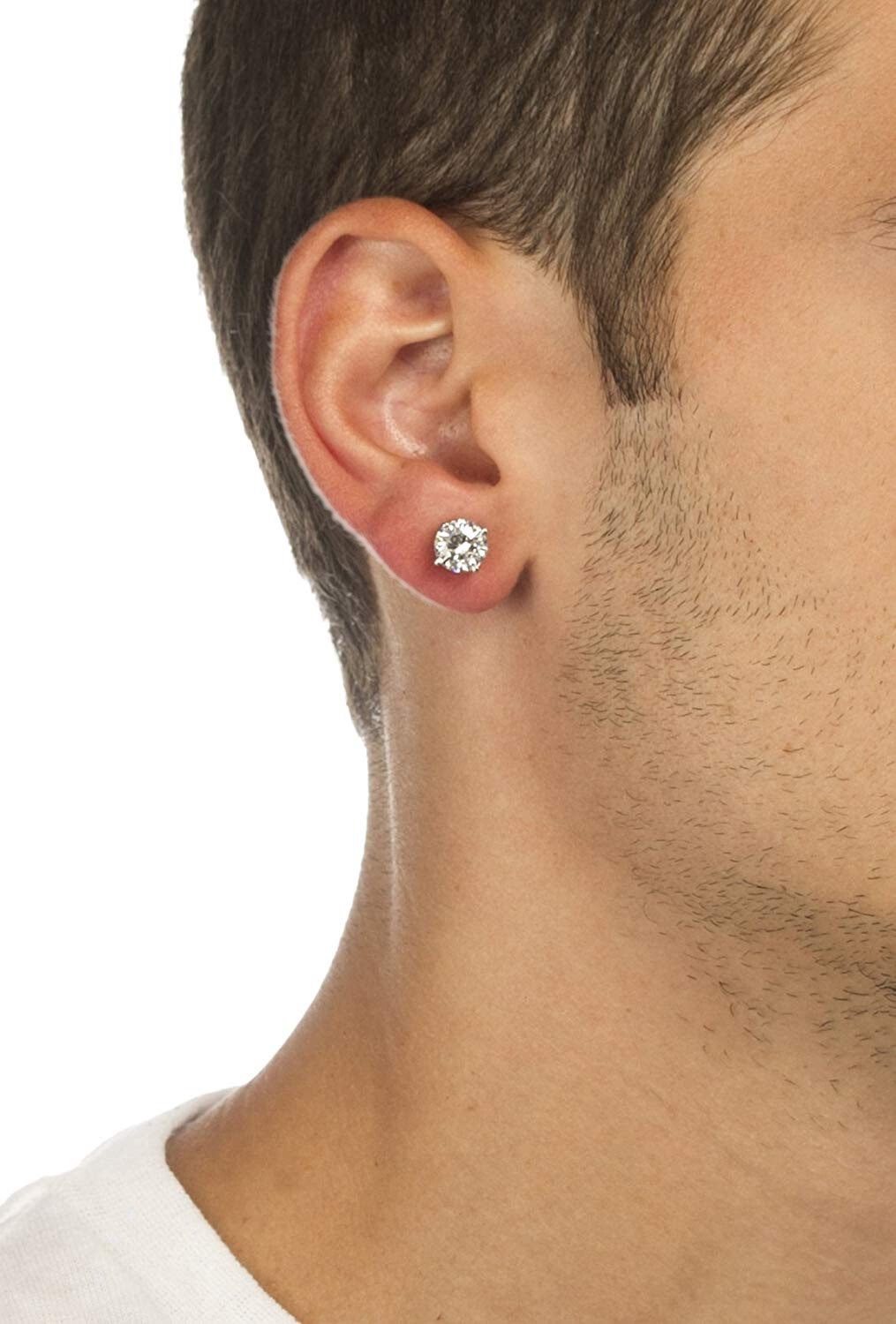 MENS Magnetic CZ Earrings big large Cubic Zirconium clip on no hole Non Piercing