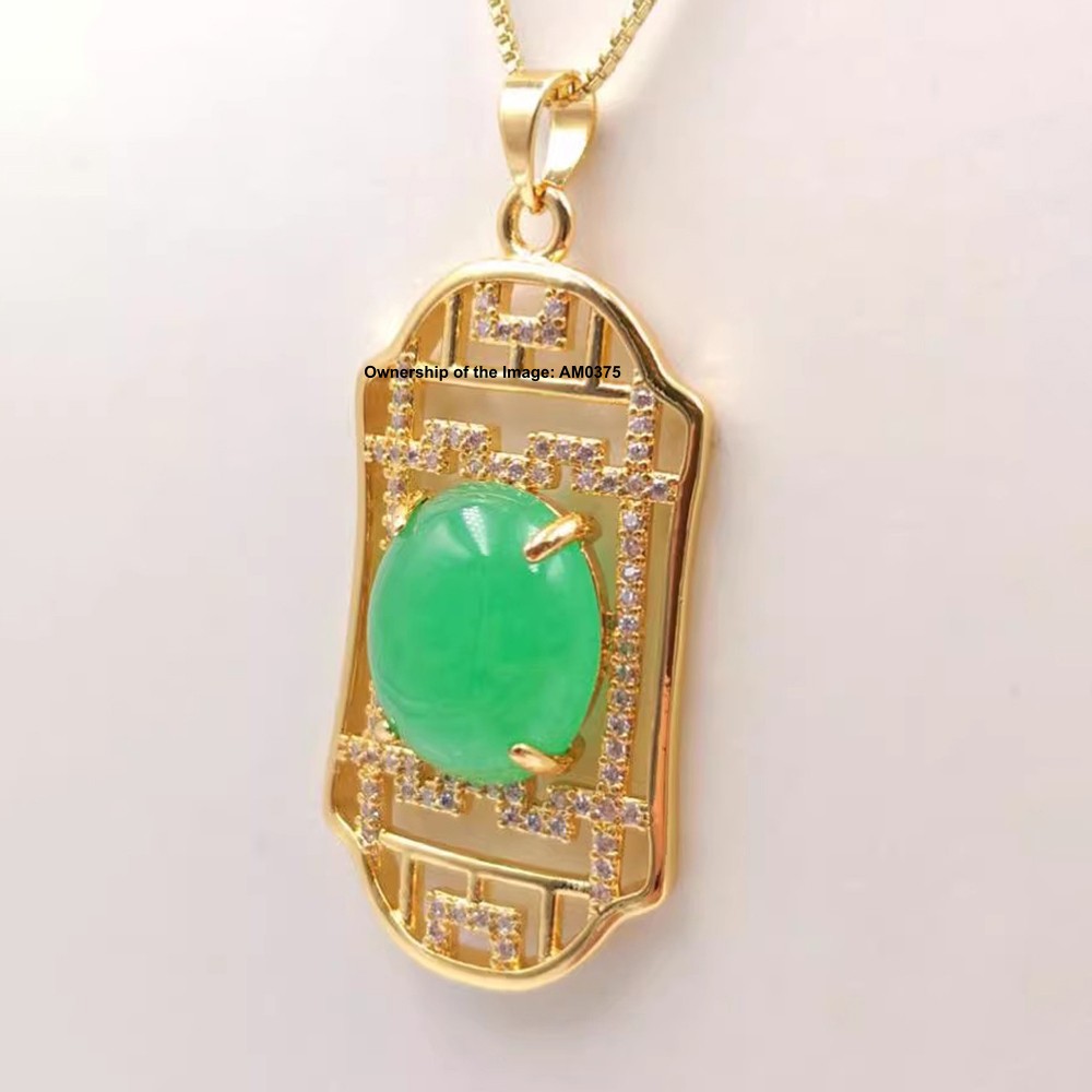 NEW Yellow Alloy Heating Jade Pendant Oriental Cultural Style Pendant 42mm H