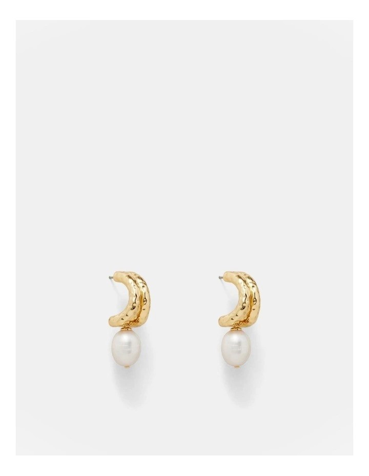 Mimco Reflective Pearl Hoop Earrings in Gold