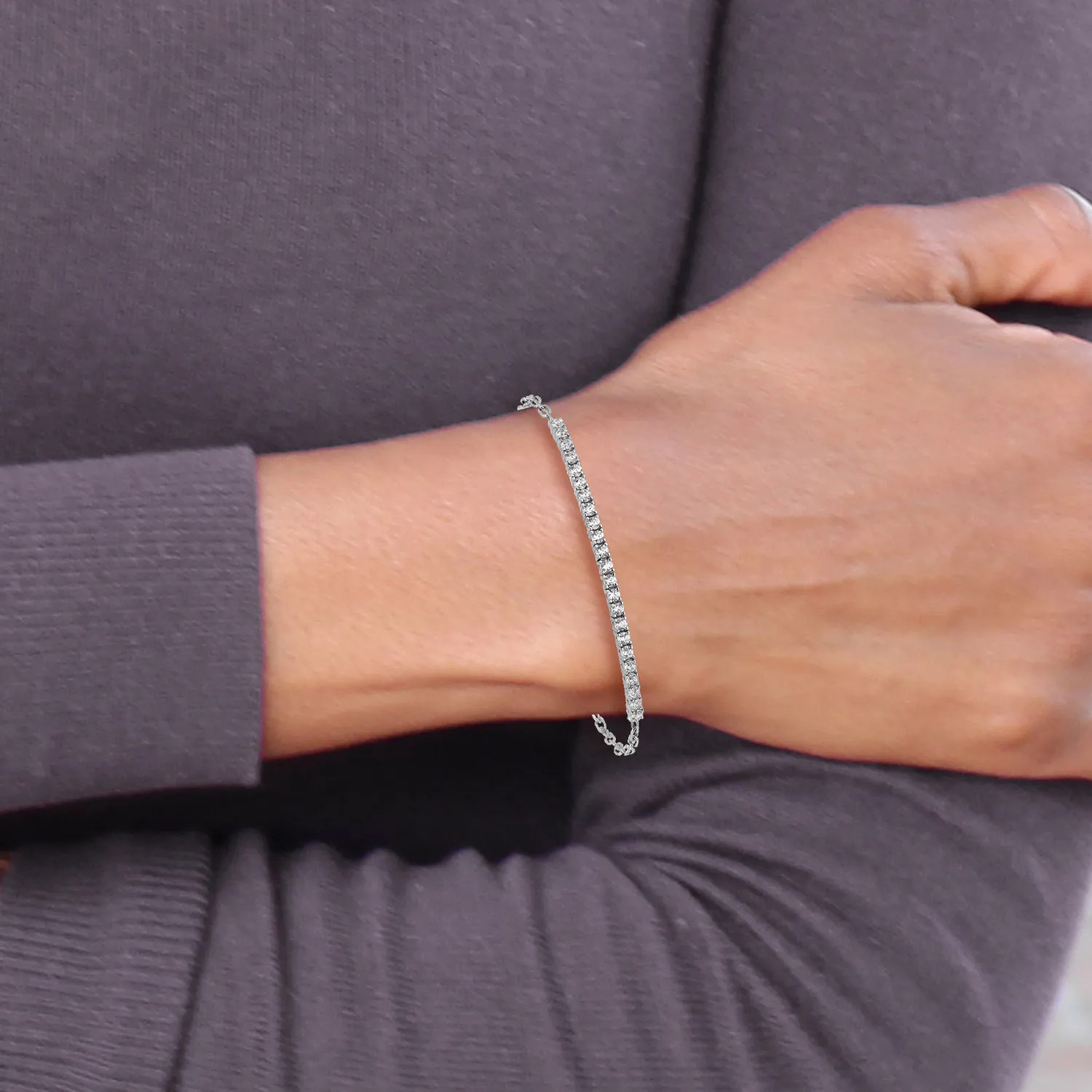 925 Sterling Silver CZ Paperclip Cable Rolo Link Chain Bracelet