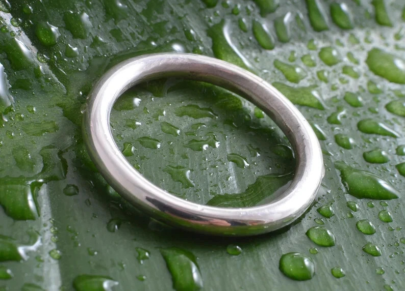 925 Sterling Silver, Solid Silver, Band Ring, Halo Pipe Band Ring