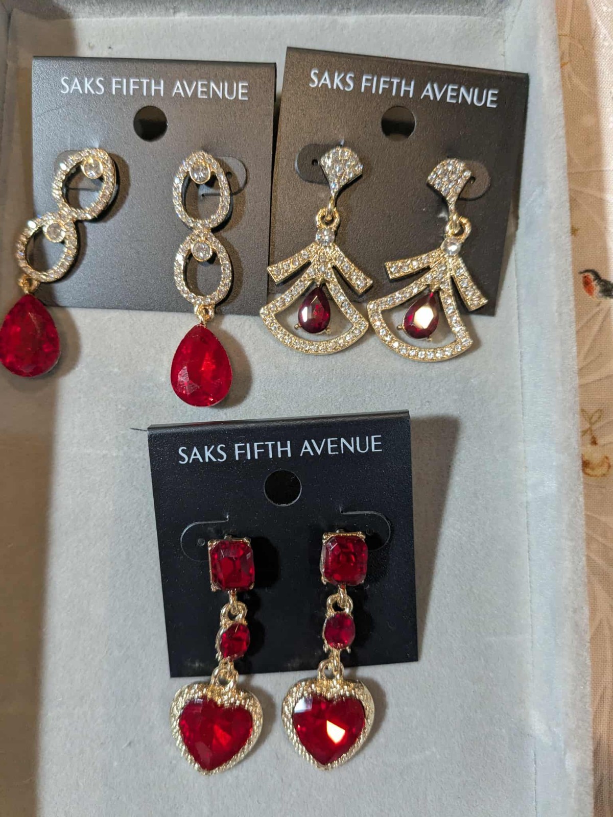 NWT Saks fifth avenue earrings, Post Back, Red, Choose Your Style, CHRISTMAS GIF