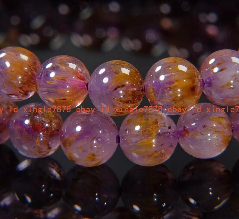 1 Pcs 8mm Super Seven 7 Purple Quartz Round Beads Balance Healing Women Bracelet