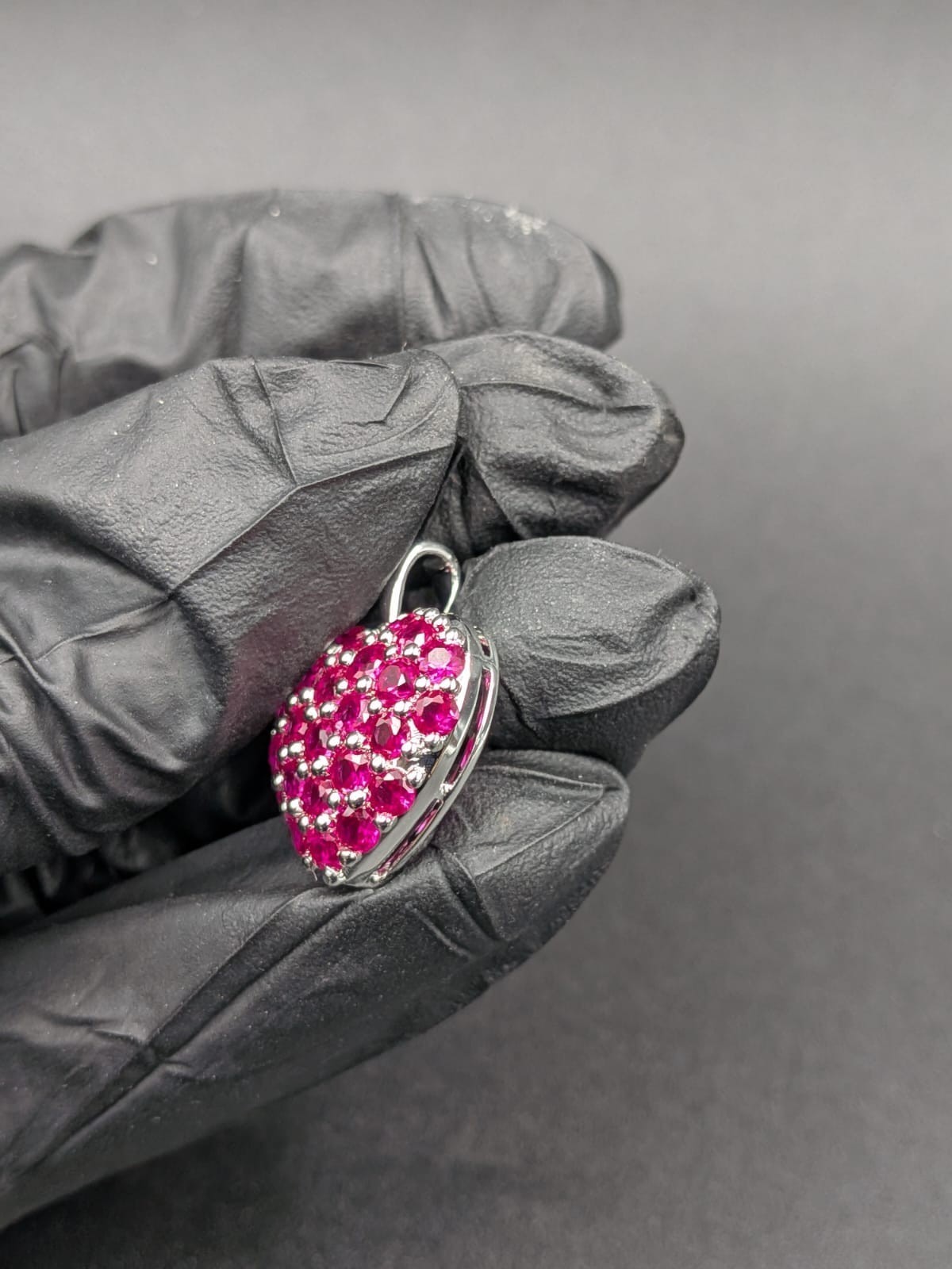 2Ct Round Cut Simulated Pink Ruby Women’s Heart Pendant In 14k White Gold Plated