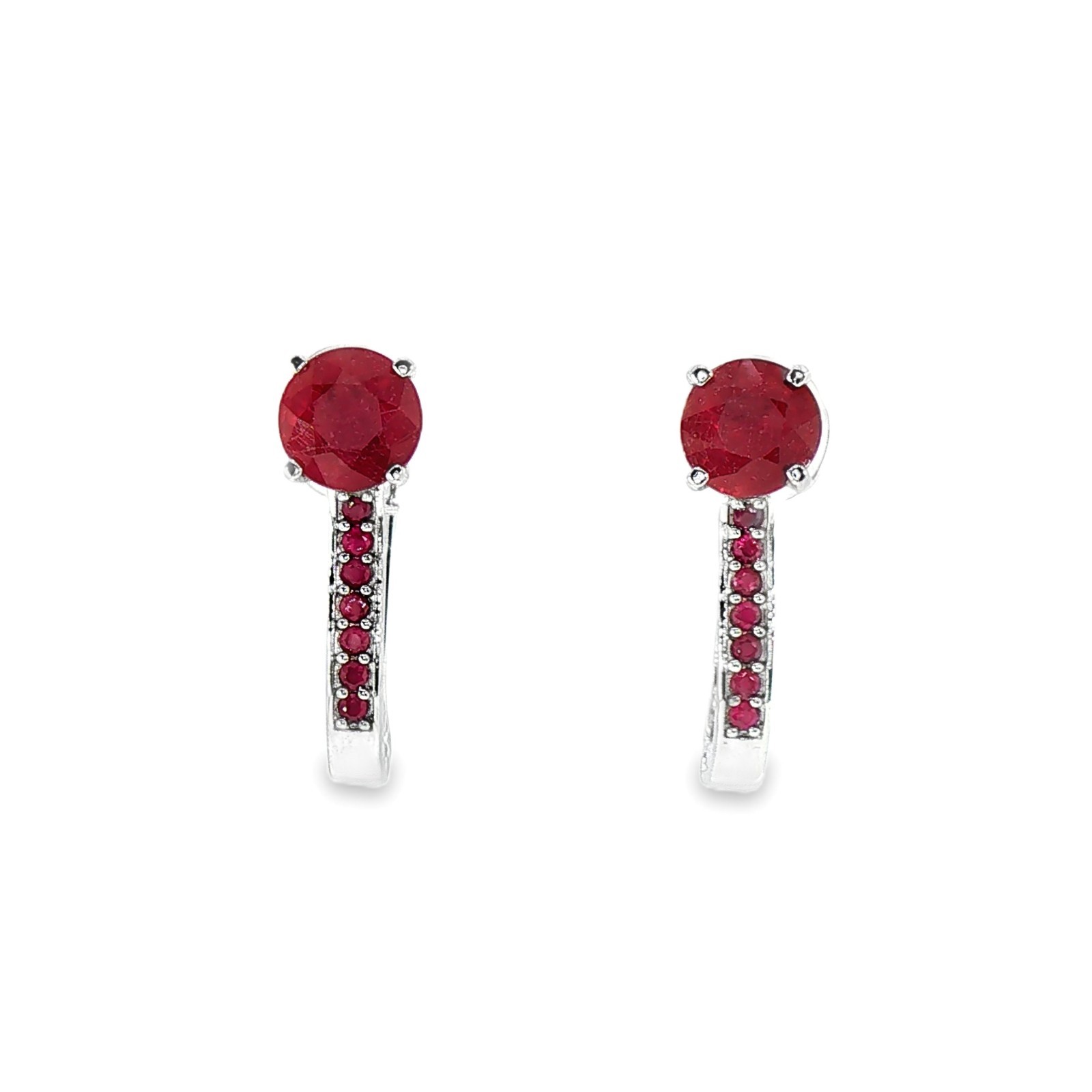 925 Sterling silver Earing Round Ruby Glass Filled 6MM Gemstone Jewelry.