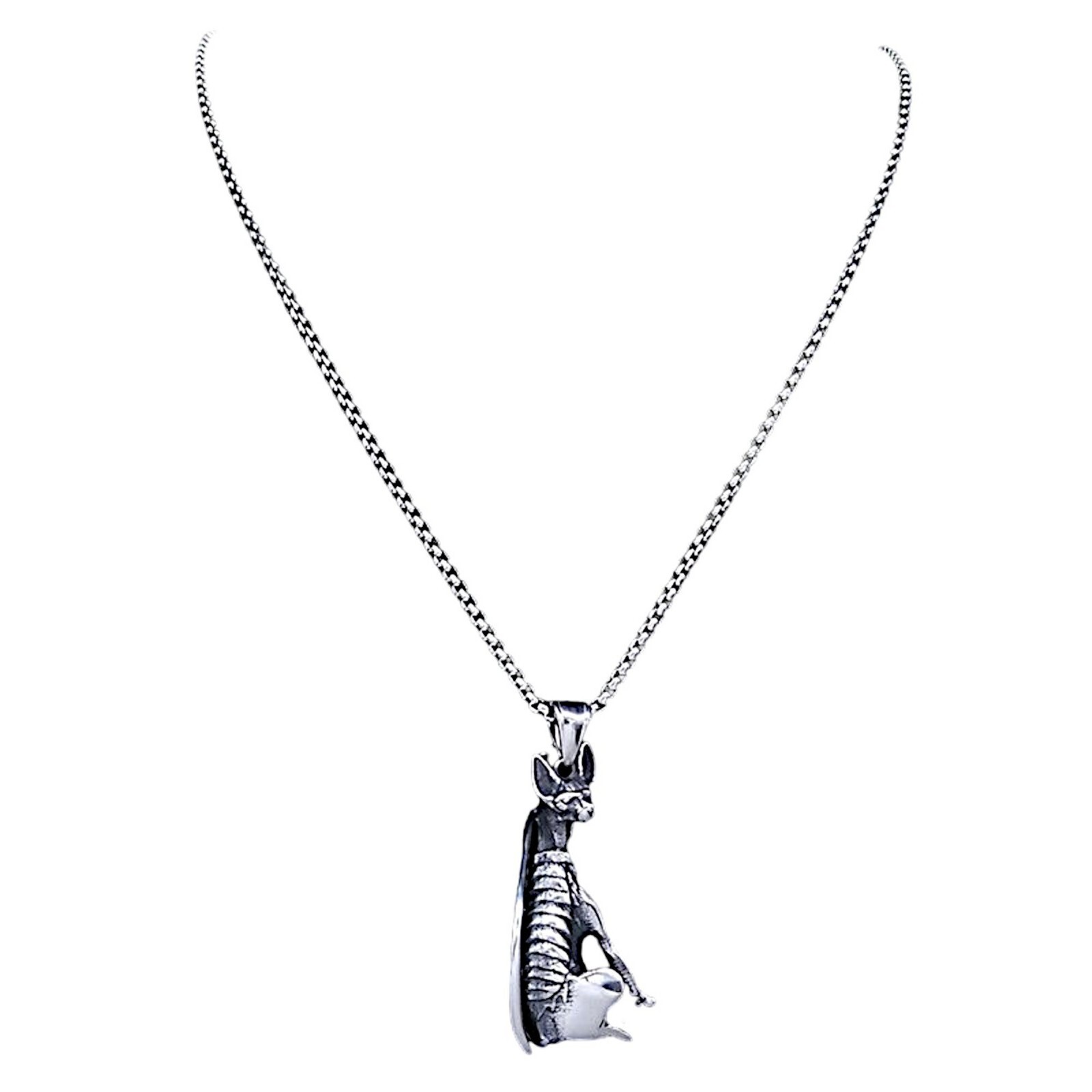 Sphinx Cat Necklace 316L Stainless Steel Egyptian Style Feline Bastet Pendant