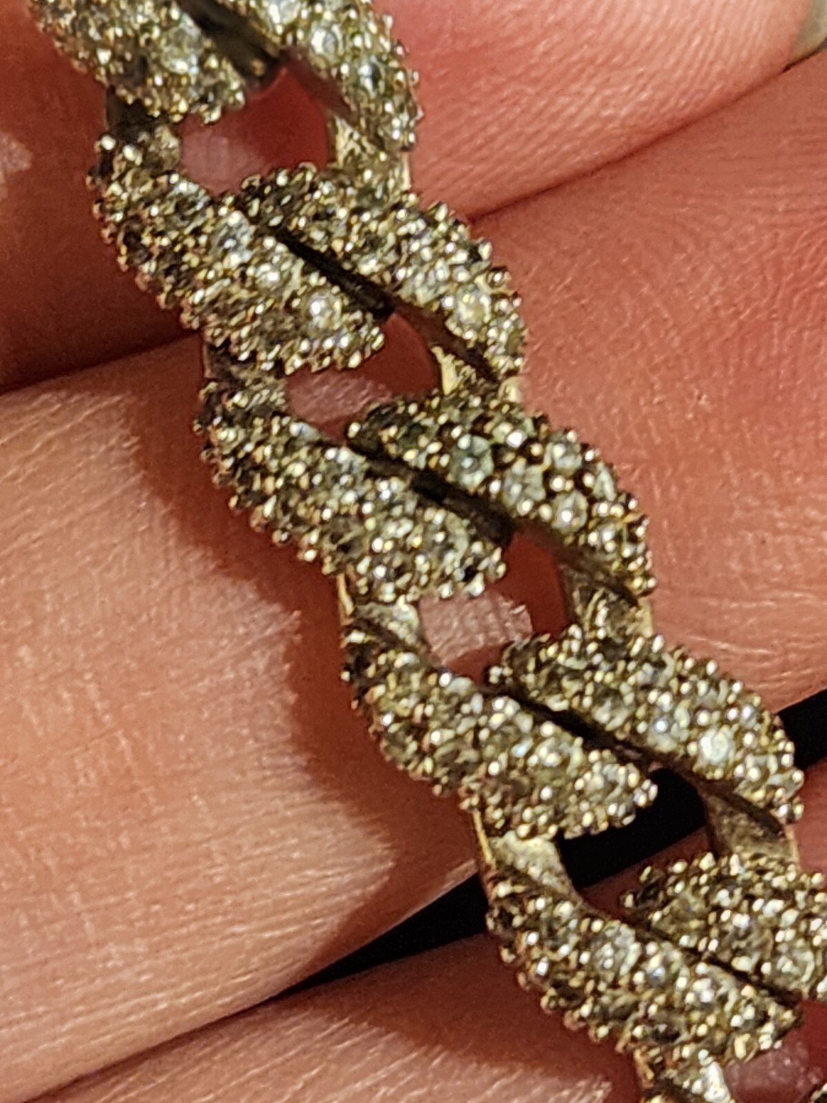 GLD Shop Cuban Chain Bracelet 14K White Gold Plated CZ Stones 9.5 mm x 7.25″