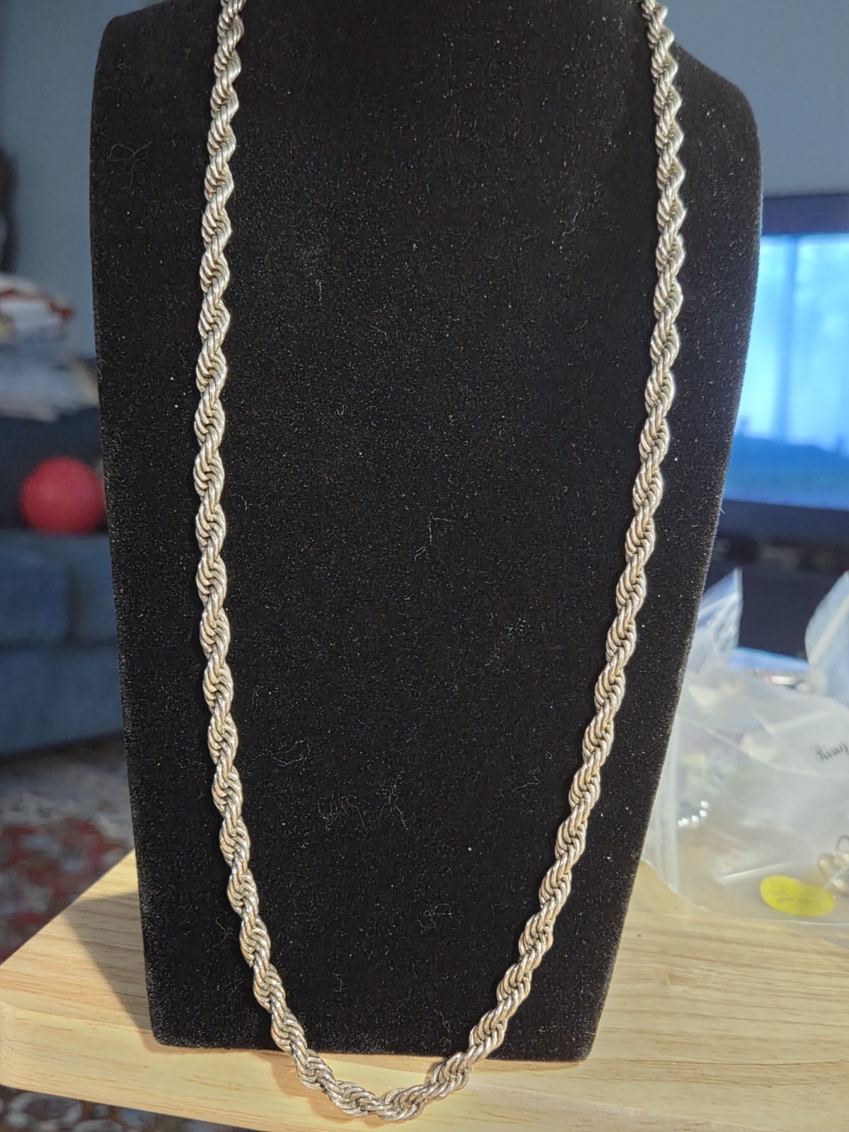 23″ Silver Tone Rope Chain Necklace 5mm Wide Classic Twisted Link