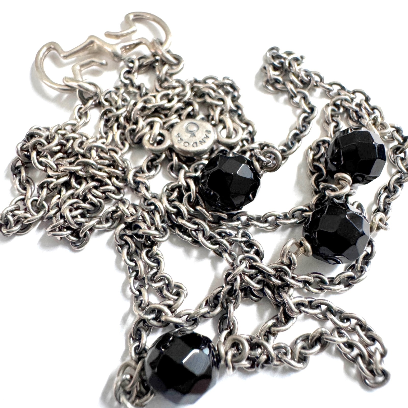 Pandora RARE and Beautiful Onyx Stones Toggle Necklace With S Hook