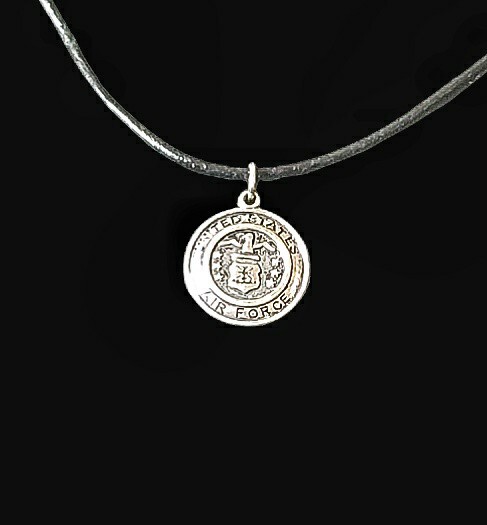 US AIR FORCE Pewter Charm W 18″ x 1.5 mm Leather Cord & Stainless Bayonet Clasp