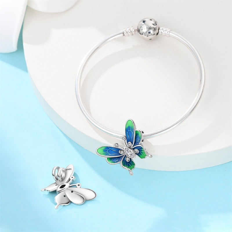KUNSIR 925 Sterling Silver Charm For Bracelet Dreamer Butterfly Bead Charm DIY