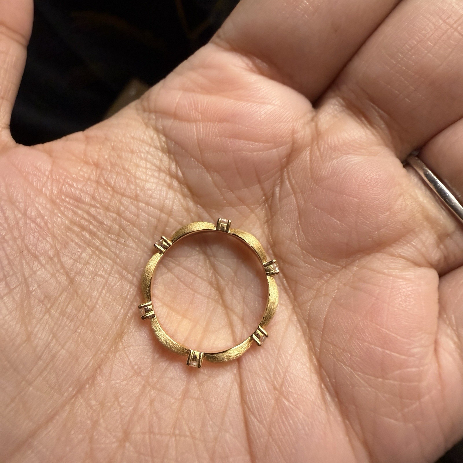 18k Gold Played On Silver White Zirconia Ring