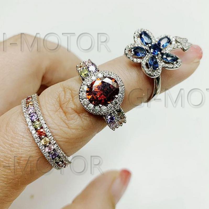 100Pcs Wholesale Colorful Crystal Mixed Rings Bulk Finger Band Ring Jewelry Lot