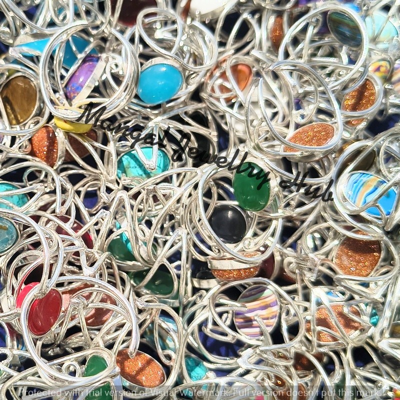 Trendy Chalcedony & Mix Gemstone Rings 925 Sterling Silver Plated Jewellery Lot