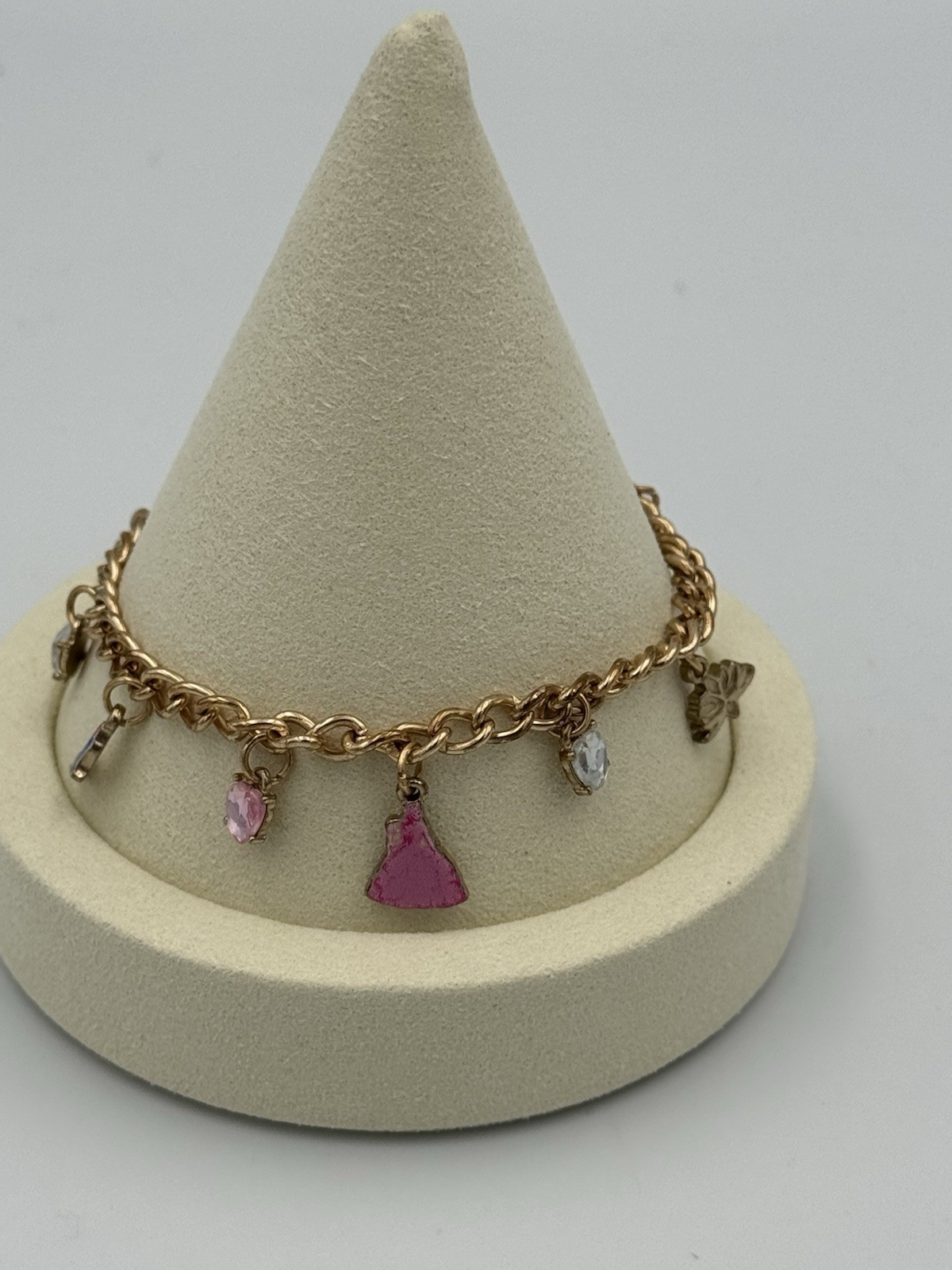 Wicked Glinda Charm Bracelet Claire’s Ariana Grande Pink Shoe Dress Heart Rare