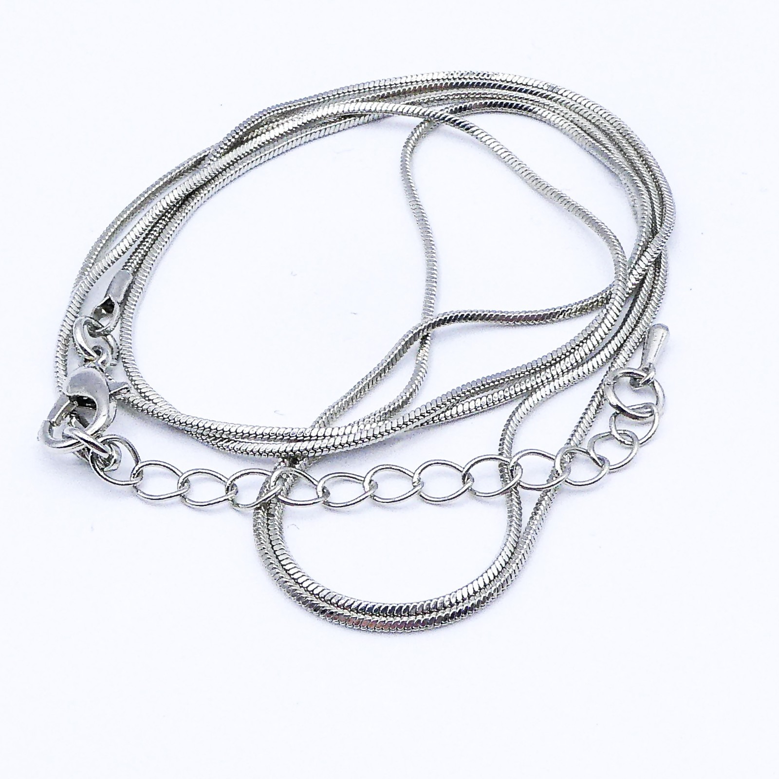 New Silver Toned Adjustable 30″ Snake Chain Stackable Necklace