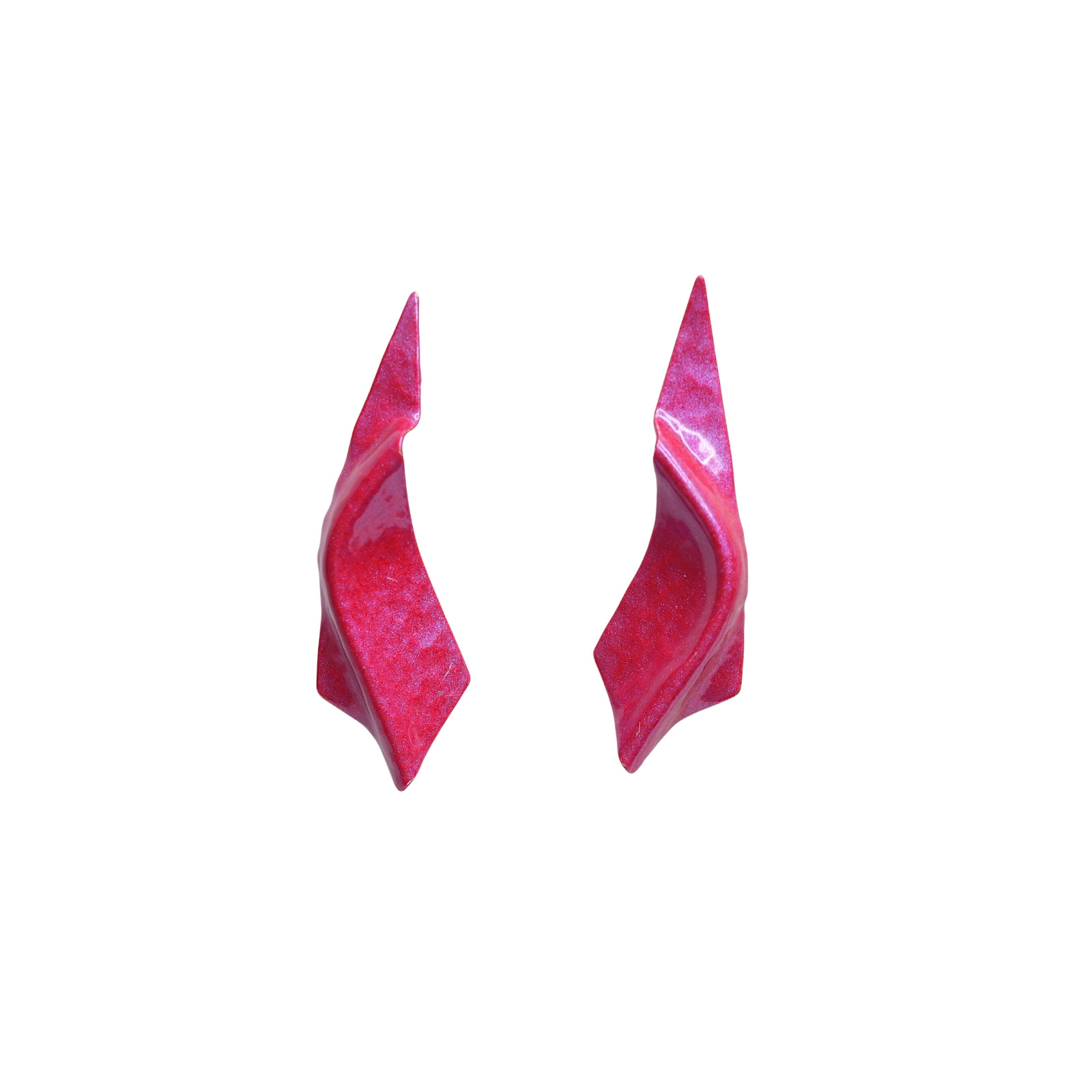 Pink Purple Twisted Acrylic Push Back Stud Earrings – 1 3/4 Inches