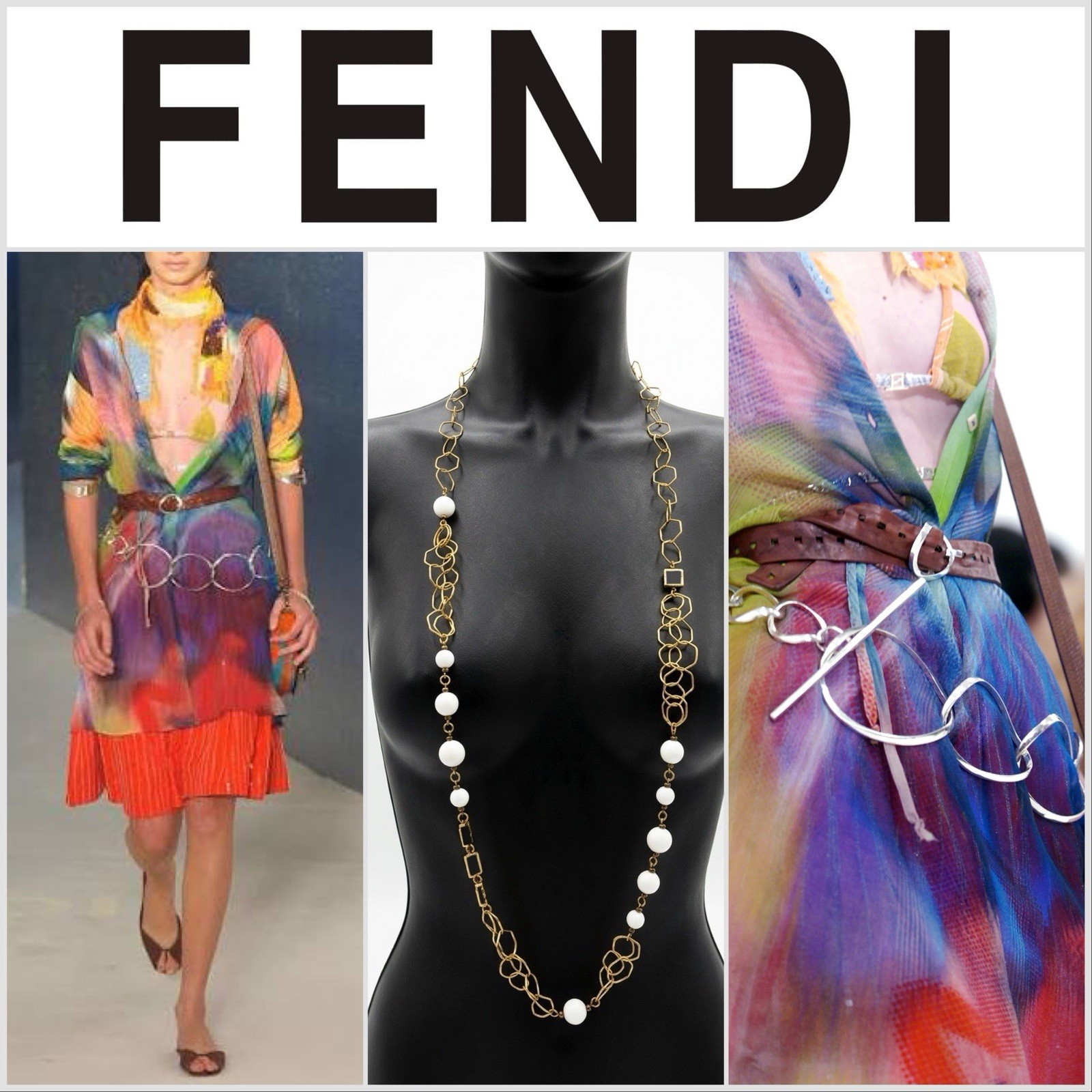 Fendi By Karl Lagerfeld S/S 2005 Long Necklace VINTAGE RARE