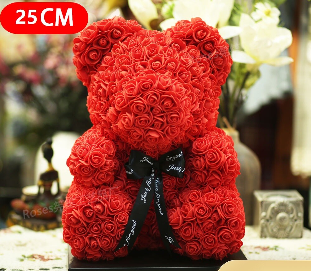 Wedding Rose Teddy Bear With Box For Women Valentines Girlfriend Birthday Gifts