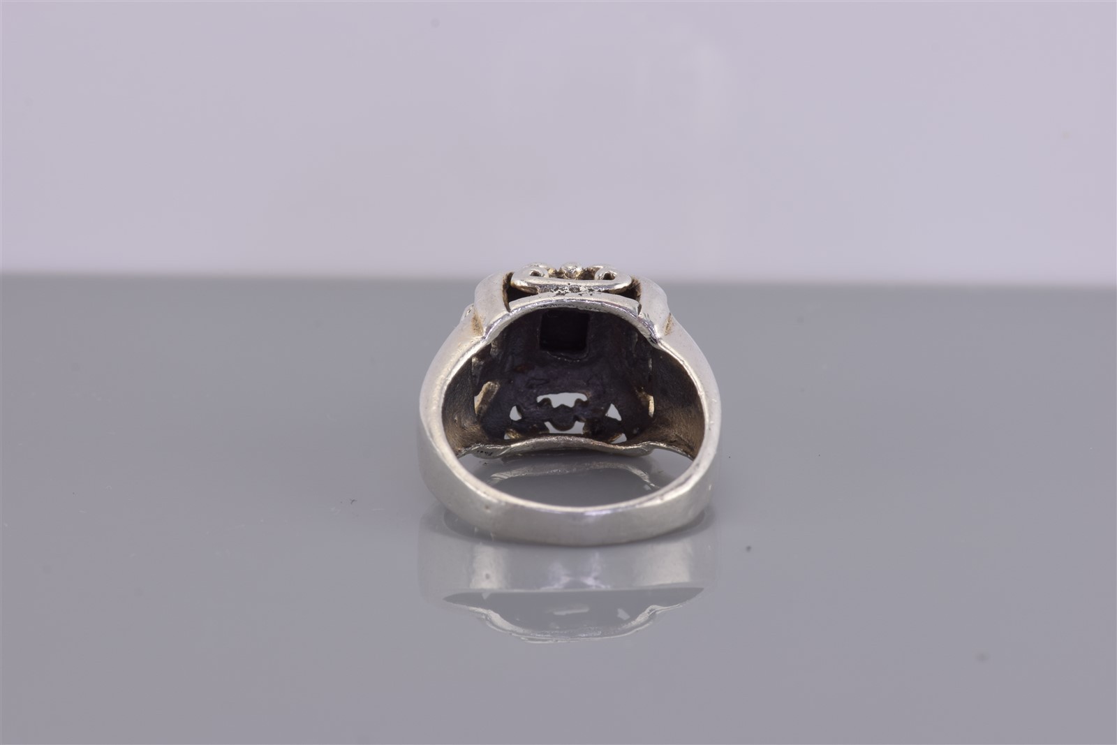 Sterling Silver Puffy Scrolled Black Enamel Dome Band Ring 925 Sz: 6