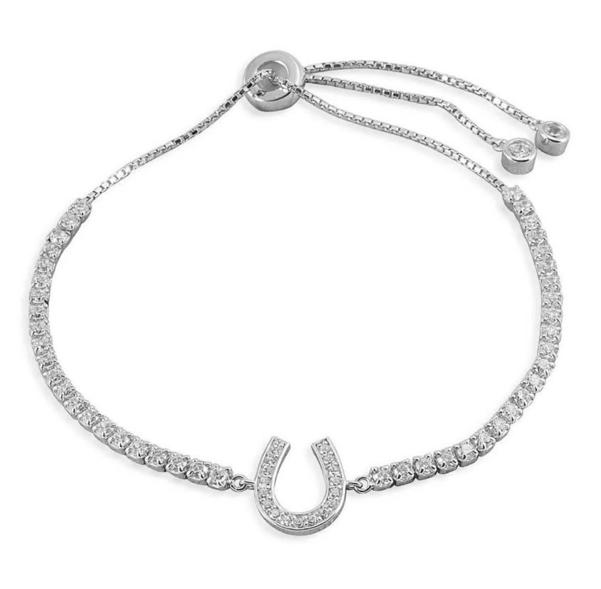 Kelly Herd Horseshoe Bolo Bracelet – Sterling Silver & Cubic Zerconia