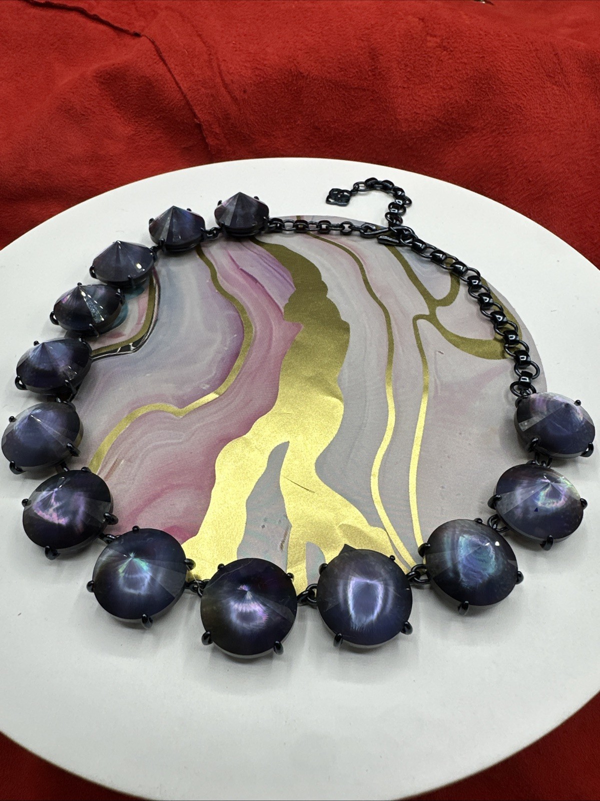 Kendra Scott deep purple cones and gunmetal statement necklace. See pics.