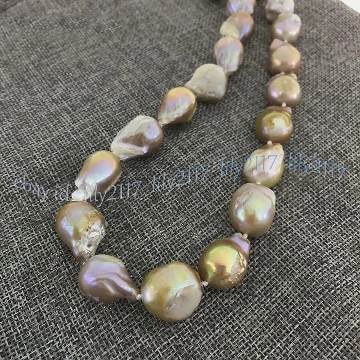 Huge 15-25mm Natural South Sea Multicolor Keshi Baroque Pearl Necklace 14-36inch