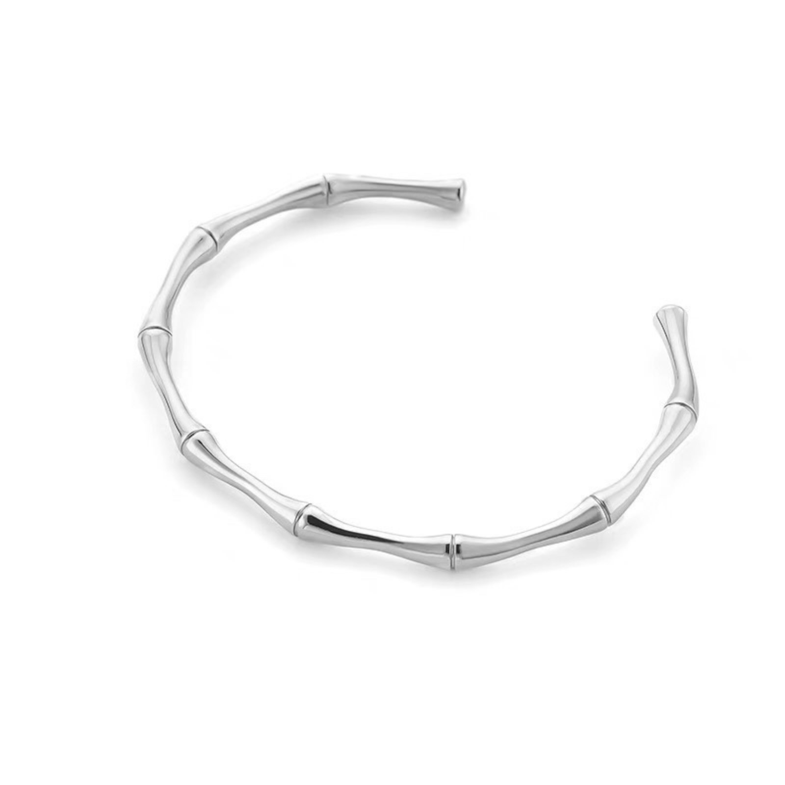 Silver Plated Bamboo Cuff Adjustable Bangle Fashion Bracelet A 77