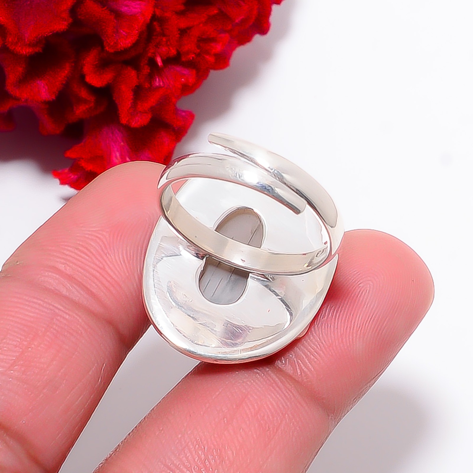 Gray Moonstone – Sri Lanka Two Tone Designer 925 Sterling Silver Ring S.8.5 R212